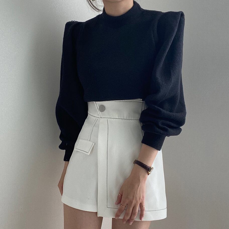 韩国chic秋冬百搭高领保暖坑条针织毛衣+高腰明线设计半身裙短裙在类目 女装/女士精品, 毛针织衫中 - 来自Buy2taobao.com提供专业的淘宝代购服务