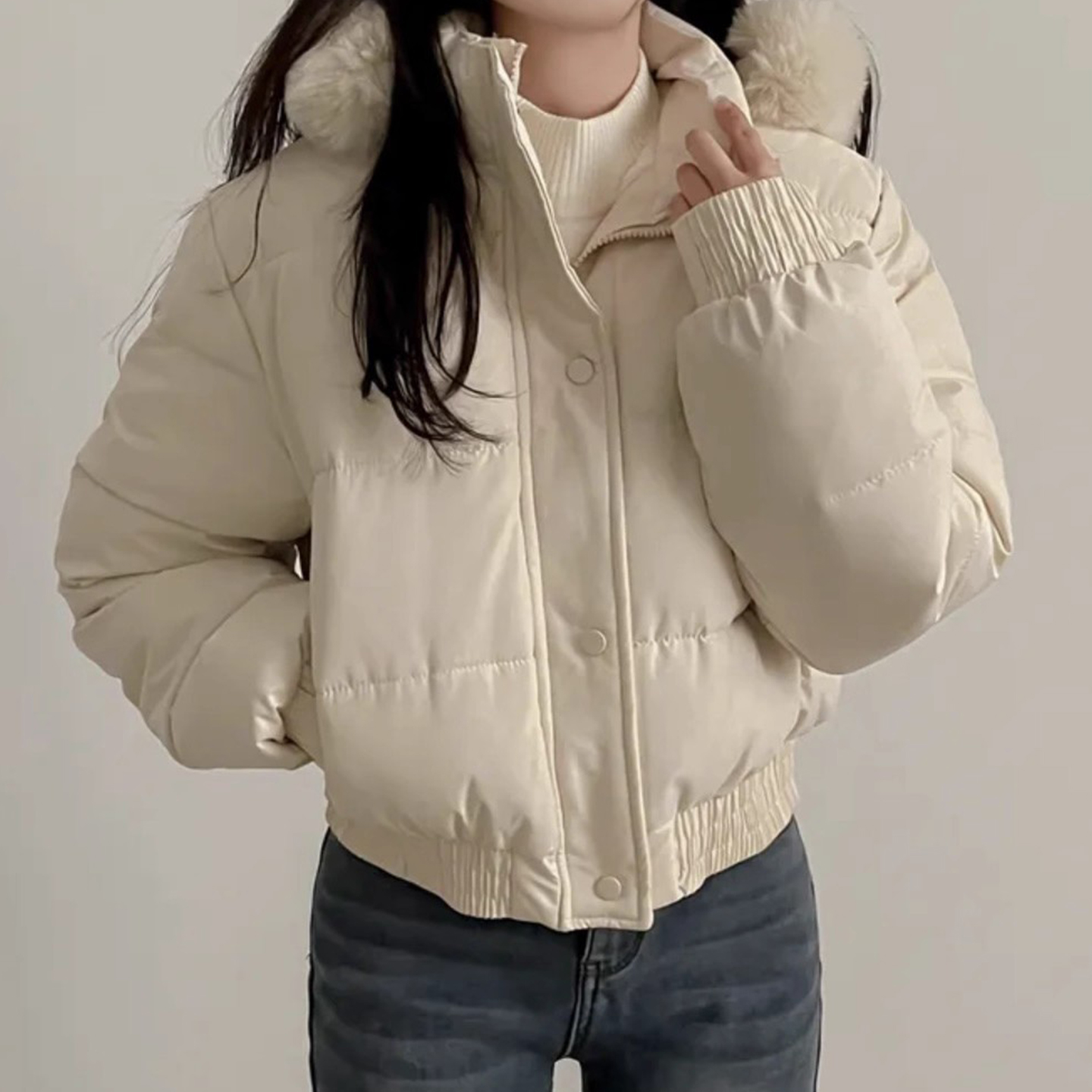 百搭毛领连帽面包服羽绒服外套