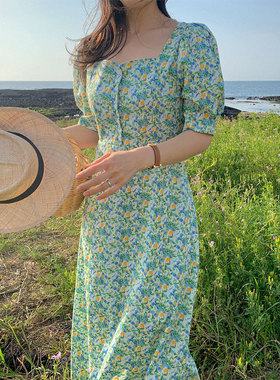 减龄小清新碎花连衣裙女