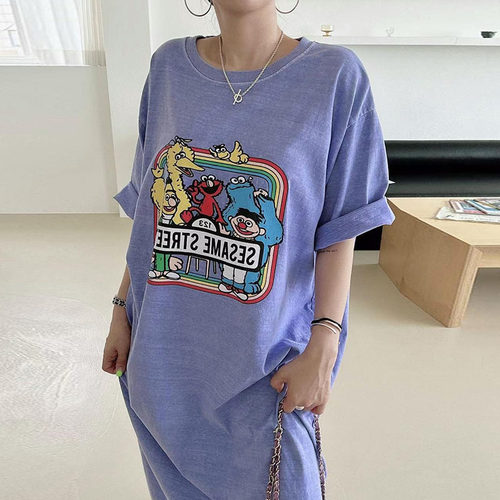 童趣减龄卡通印花连衣裙女