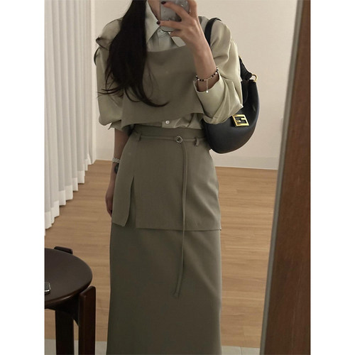 短款吊带背心绑带半身裙套装女