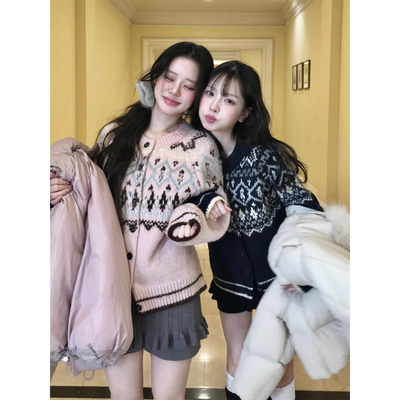 复古文艺氛围感费尔岛毛衣女