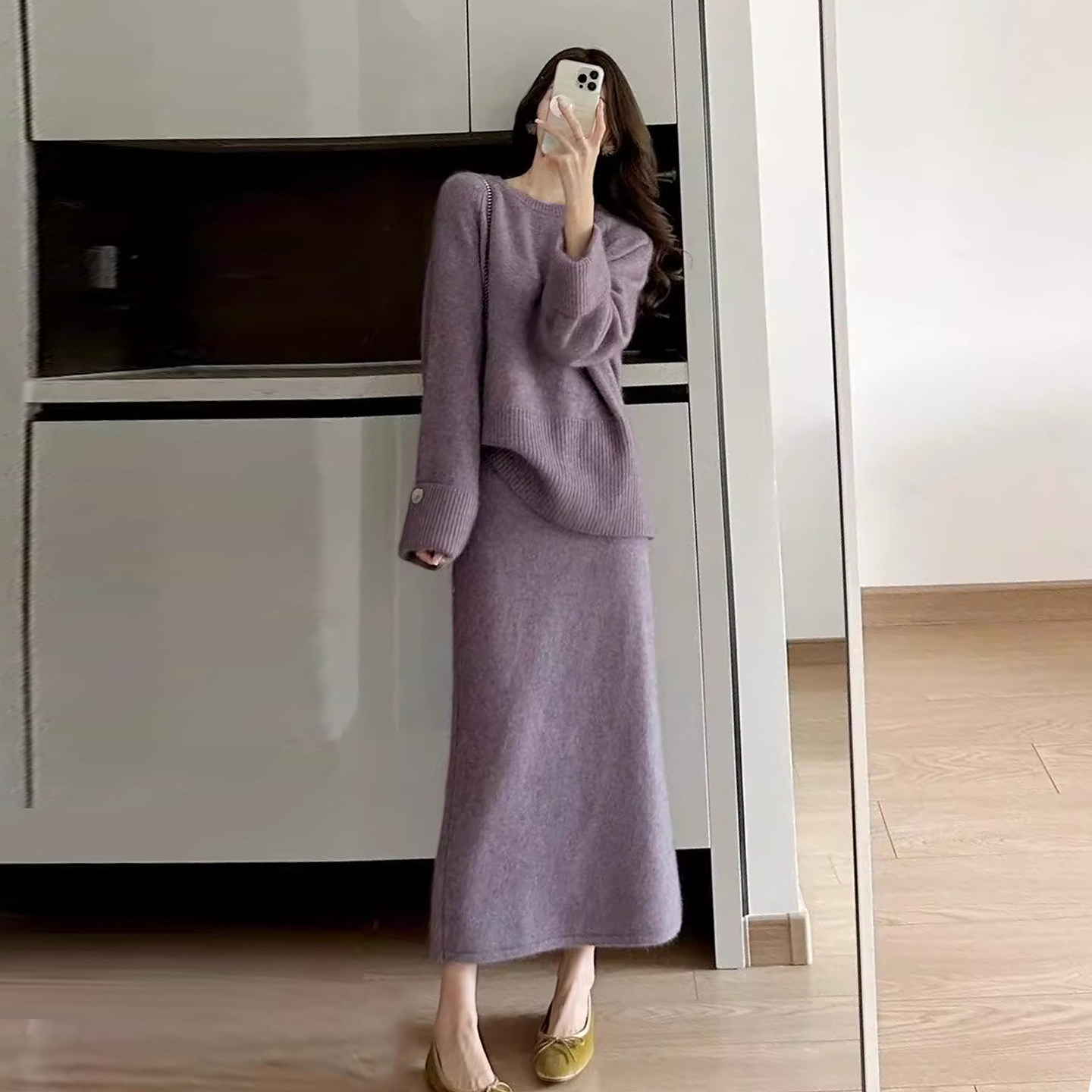 时尚套装复古洋气软糯针织衫毛衣女2025冬季新款高腰A字半身裙子,女装/女士精品,时尚套装,淘宝优惠券,粉丝福利购,淘宝优惠卷