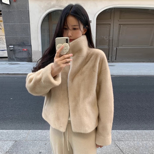 法式轻奢风毛绒绒保暖仿皮草外套女2025冬季新款韩系小个子棉衣