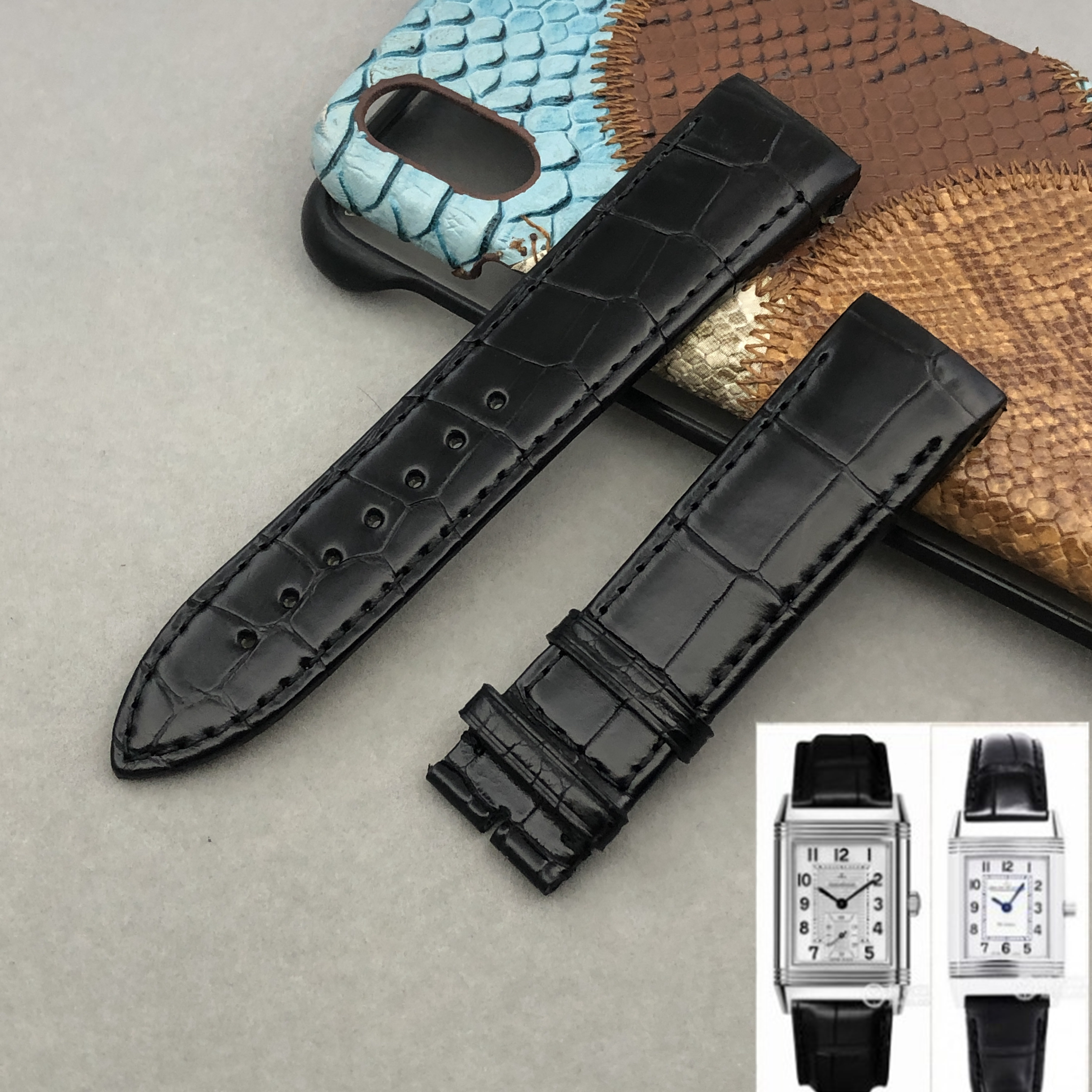 适配积家翻转鳄鱼皮表带