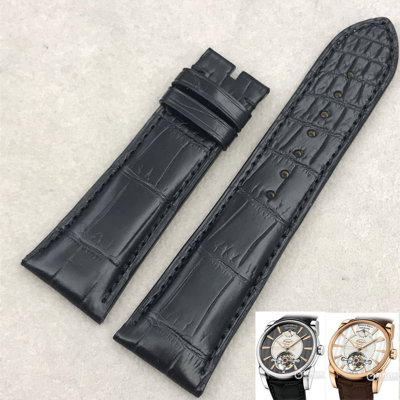 卓越表行 适配原装帕玛强*陀飞轮手表美洲鳄鱼皮表带 25×22mm