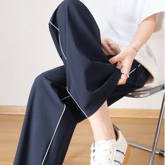 校裤春季夏季薄款校服裤子加绒加厚冰丝速干藏蓝色一杠两杠订制