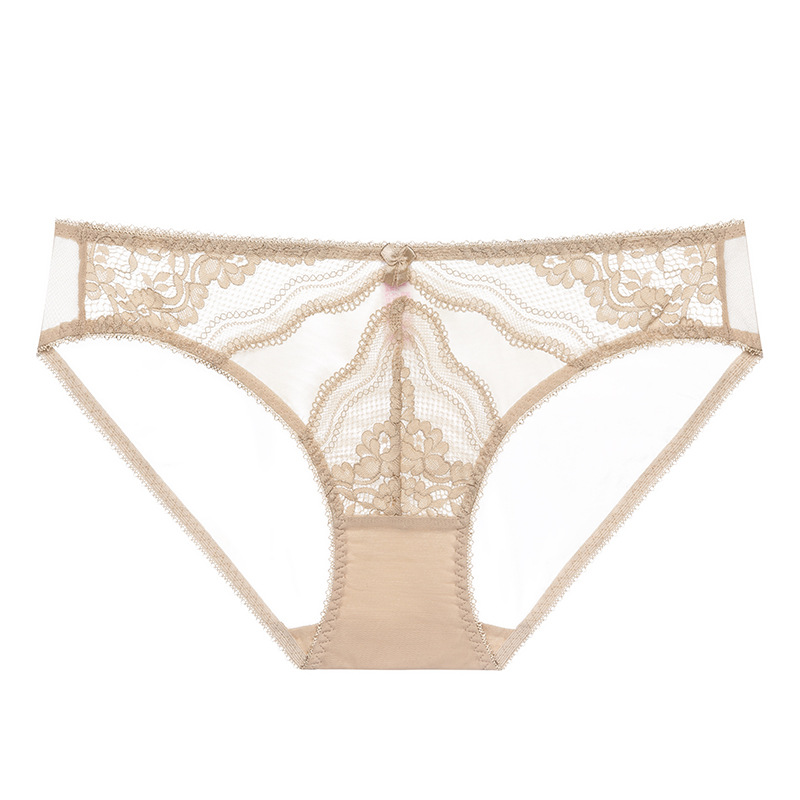 蕾丝女士法式性感纯欲低腰三角内裤透气网纱超薄新款底裤