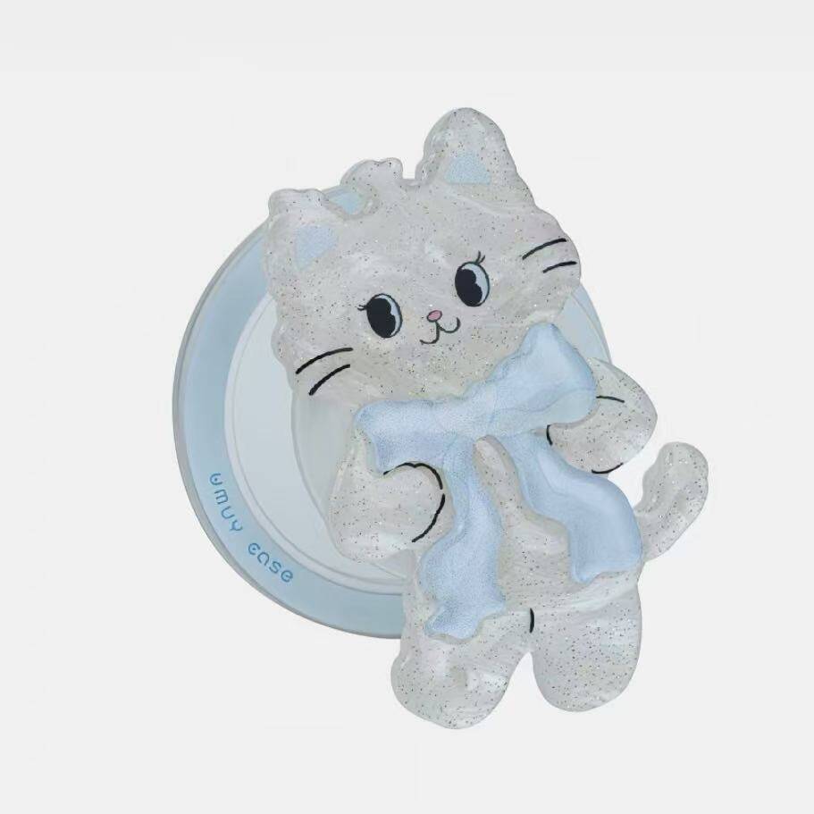 蝴蝶结猫咪气囊磁吸支架适用磁吸手机壳伸缩折叠可拆卸可爱卡通风