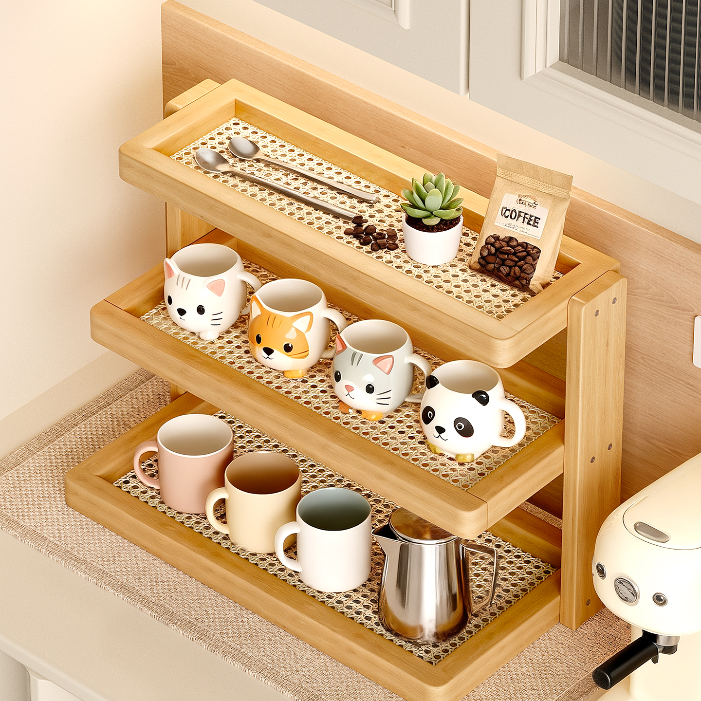 杯架桌面置物架咖啡杯水杯厨房台面餐桌收纳架放杯子咖啡店展示架