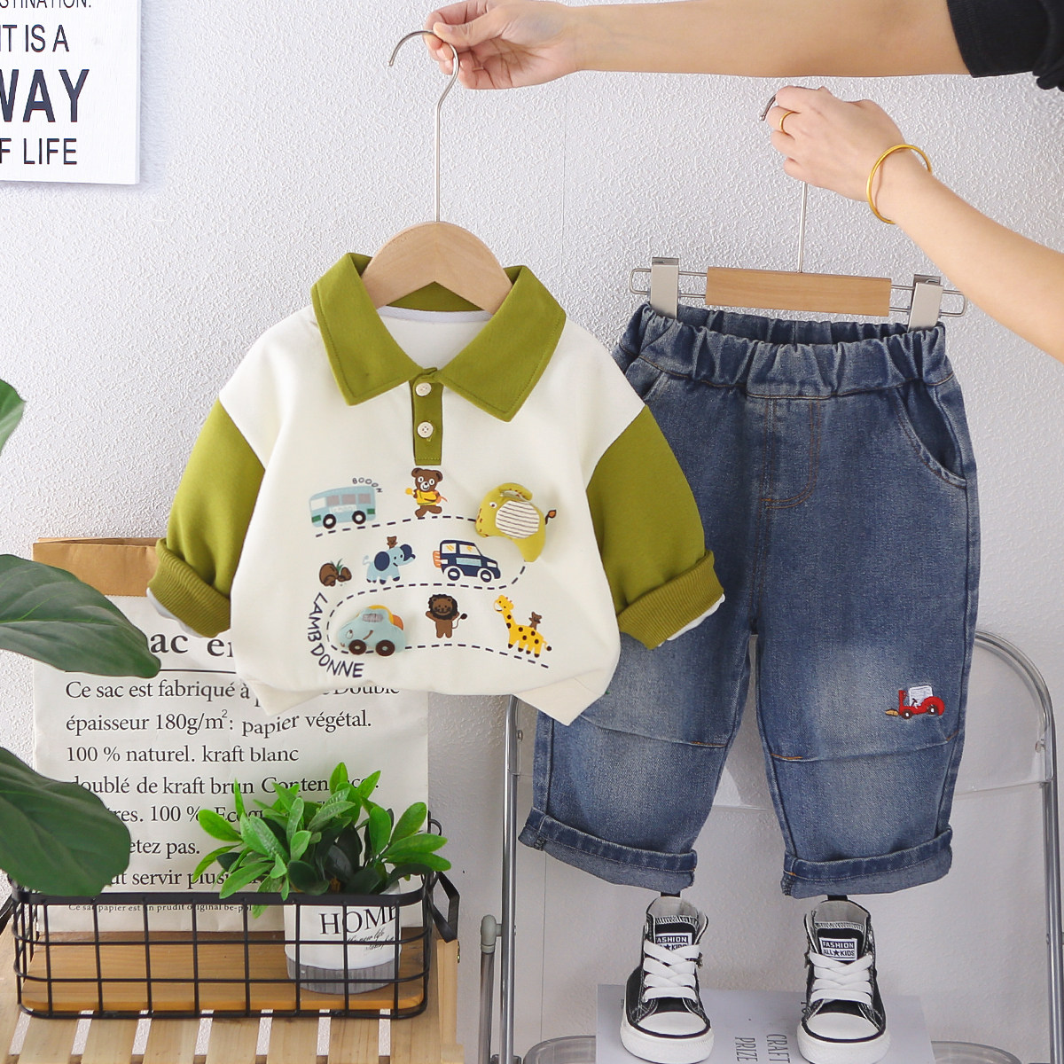 男童春装套装2026新款儿童POLO衫翻领长袖卫衣宝宝秋季衣服两件套,童装/婴儿装/亲子装,套装,淘宝优惠券,粉丝福利购,淘宝优惠卷