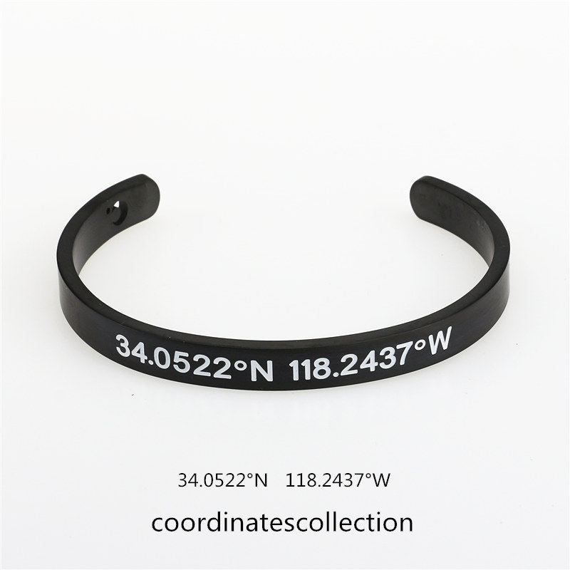 原创欧美潮牌coordinatescollection经纬度钛钢手镯开口情侣男女