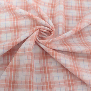 简约砖红色水洗抗皱色织格子布料 制衣服装衬衫裙子短裤桌布面料