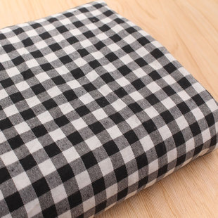 黑色灰色格子色织薄款涤棉布料 服装衬衫罩衫长裙桌布手工diy面料