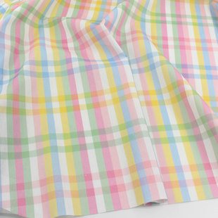 多巴胺彩色条纹格子府绸纯棉 上衣衬衫服装裙子童装发圈门帘面料