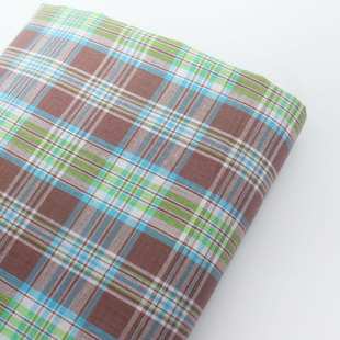 文艺生巧抹茶绿色织薄款格子纯全棉 上衣服装衬衫裙子发圈diy面料