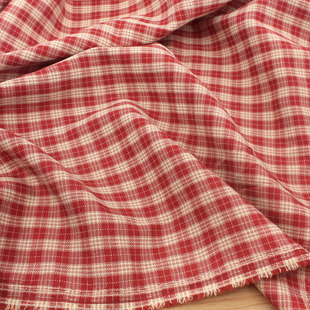 圣诞风咖啡红色垂感抗皱格子 制衣西服装连衣裙裤子发圈手工面料