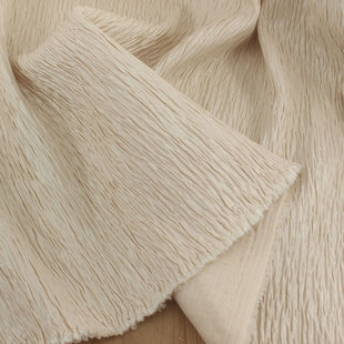 香槟色重磅压折折皱肌理微弹时装 礼服外套上衣裙子抱枕手工面料