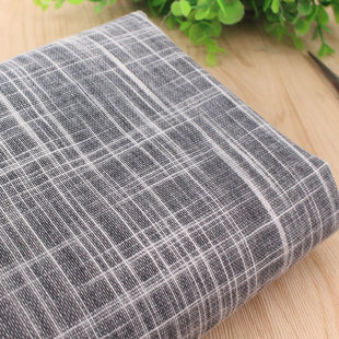 素雅浅灰色竹节条纹仿亚麻布料 原创制衣服装衬衫长裙裤袍子面料