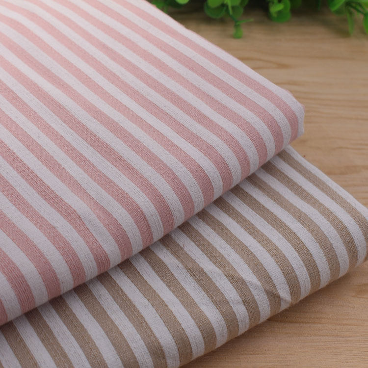 简约粉红卡其色白条纹涤棉麻布料 制衣服装衬衫裙子桌布窗帘面料,居家布艺,海绵垫/布料/面料/手工diy,淘宝优惠券,粉丝福利购,淘宝优惠卷