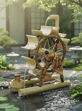 竹制摩天轮竹风车水车模型家居摆件长20cm高22cm宽12cm实物为准