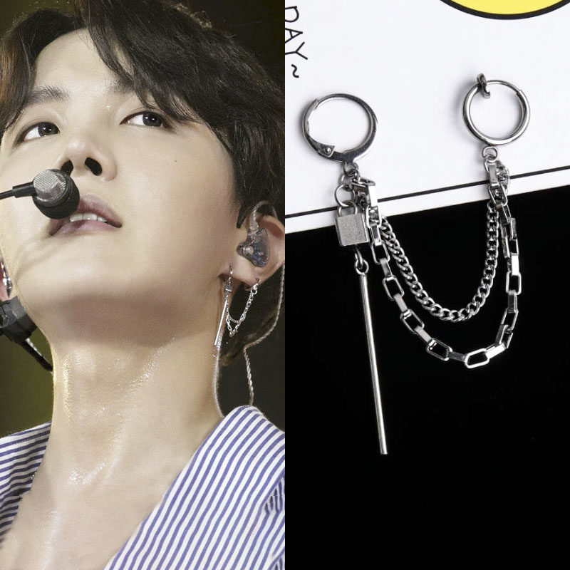 bts防弹少年团郑号锡同款耳环耳钉 韩国个性潮男双耳洞耳坠耳夹女