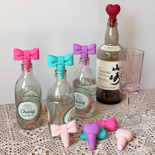 可爱爱心蝴蝶结硅胶酒塞防尘塞子红酒瓶装饰防漏塞子洋酒饮料塞