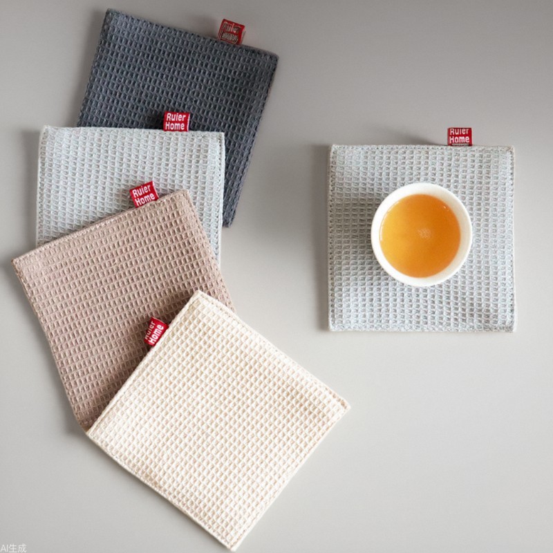 梵特茜日式华夫格吸水布艺杯垫
