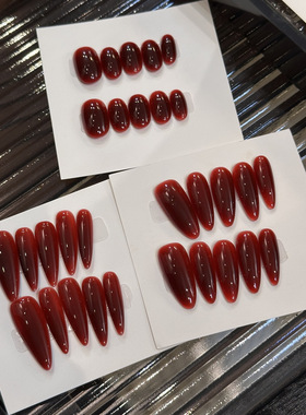 冰透鸽子红色纯手工美甲穿戴甲片
