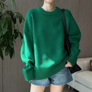 毛衣 女欧货宽松慵懒风软糯羊毛针织打底衫 2025秋冬新款 圆领羊绒衫