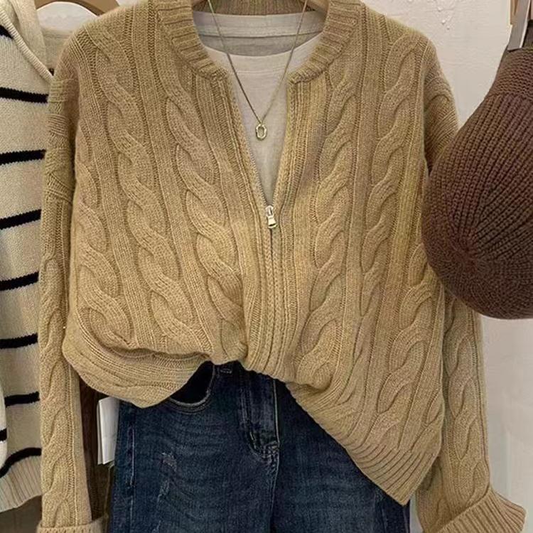 棒球服拉链叠穿开衫女