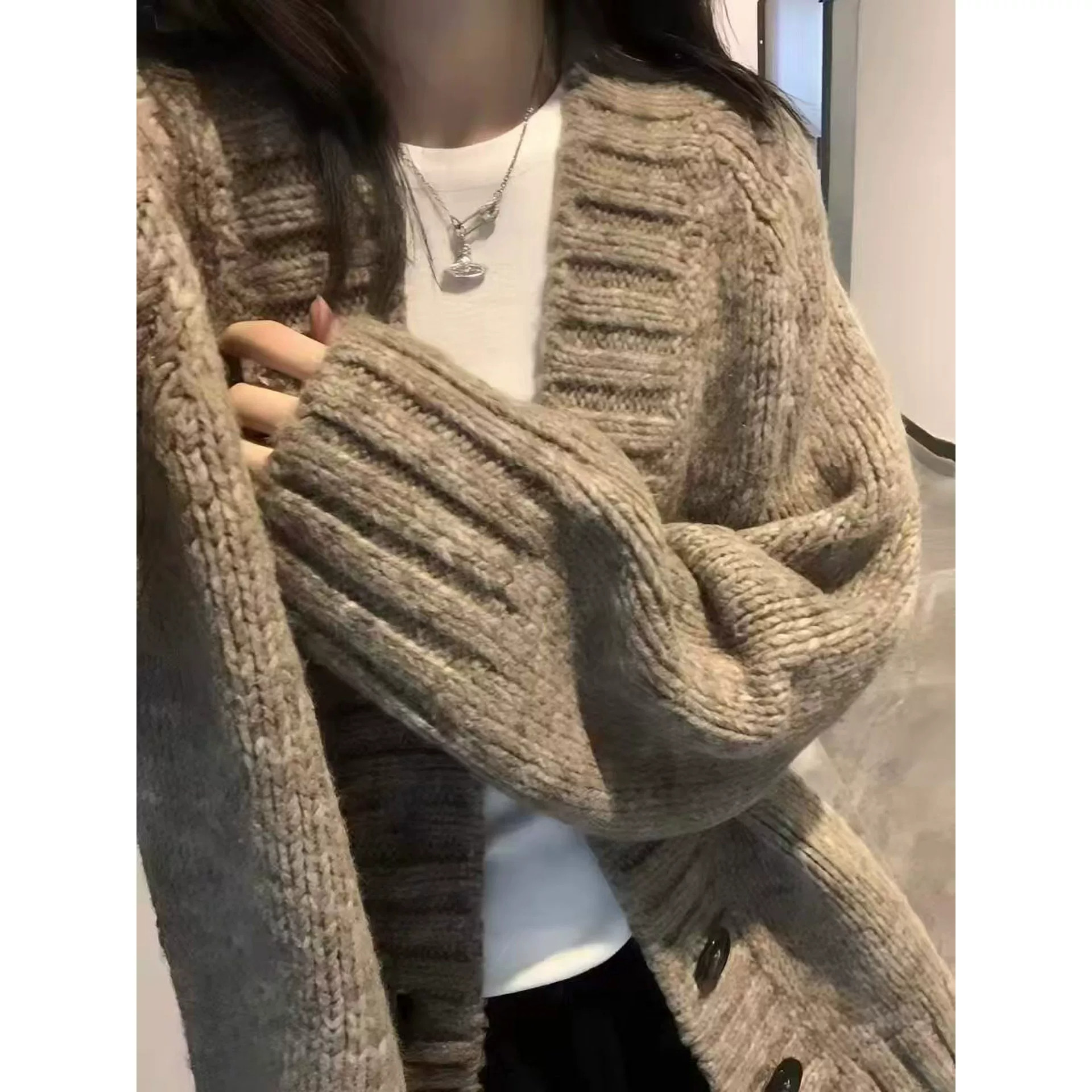 老钱风羊毛加厚显瘦女款开衫