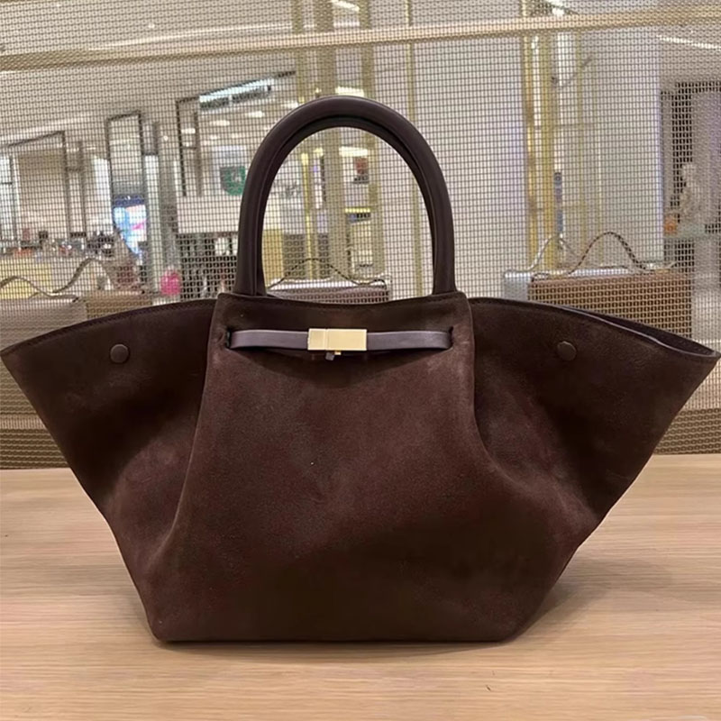 翅膀形大容量托特包2025新款欧美复古仿鹿皮绒通勤手提单肩斜挎包