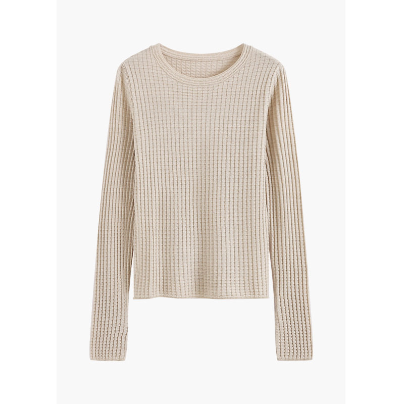 【LP订单】2025秋冬新款圆领长袖纯色针织衫女小个子气质休闲上衣