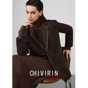 CHIVIRIN/千韵经典老钱腔调 静奢复古手工小西装女高级感权力西服