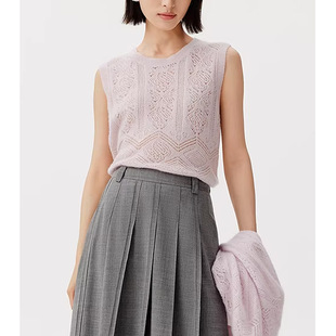 【VS定单】2026早春新款混纺拉毛纱镂空肌理背心针织衫女百搭上衣