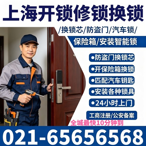 上海上门开锁防盗门修锁换锁芯24小时上海开锁公司最快10分钟到