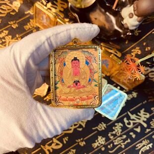精品尼泊尔西藏手绘嘎乌盒唐卡吊坠配饰12生肖本命佛财神度母推荐