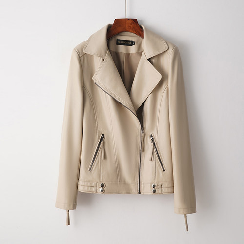 今年流行特惠2025春季海宁真皮皮衣女修身短款西装领机车显瘦绵羊