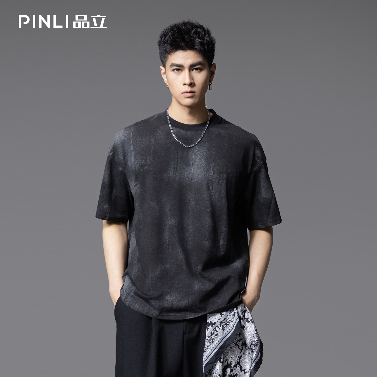 品立短袖T恤晕染印花个性宽松男