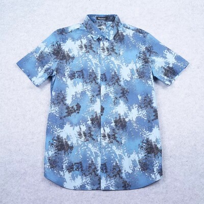 低于一折 韩国原产纯棉印花暗扣领短袖衬衫 公价1690元