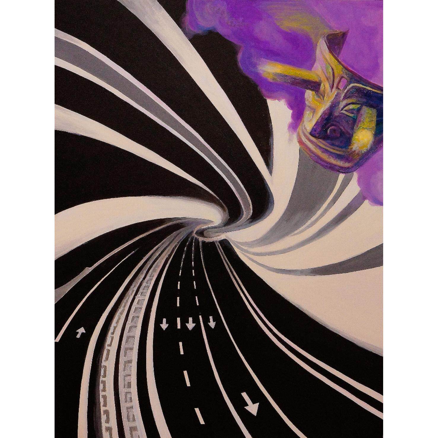 绘画原作《旋—扭曲的空间》谭先智三星堆金沙题材油画
