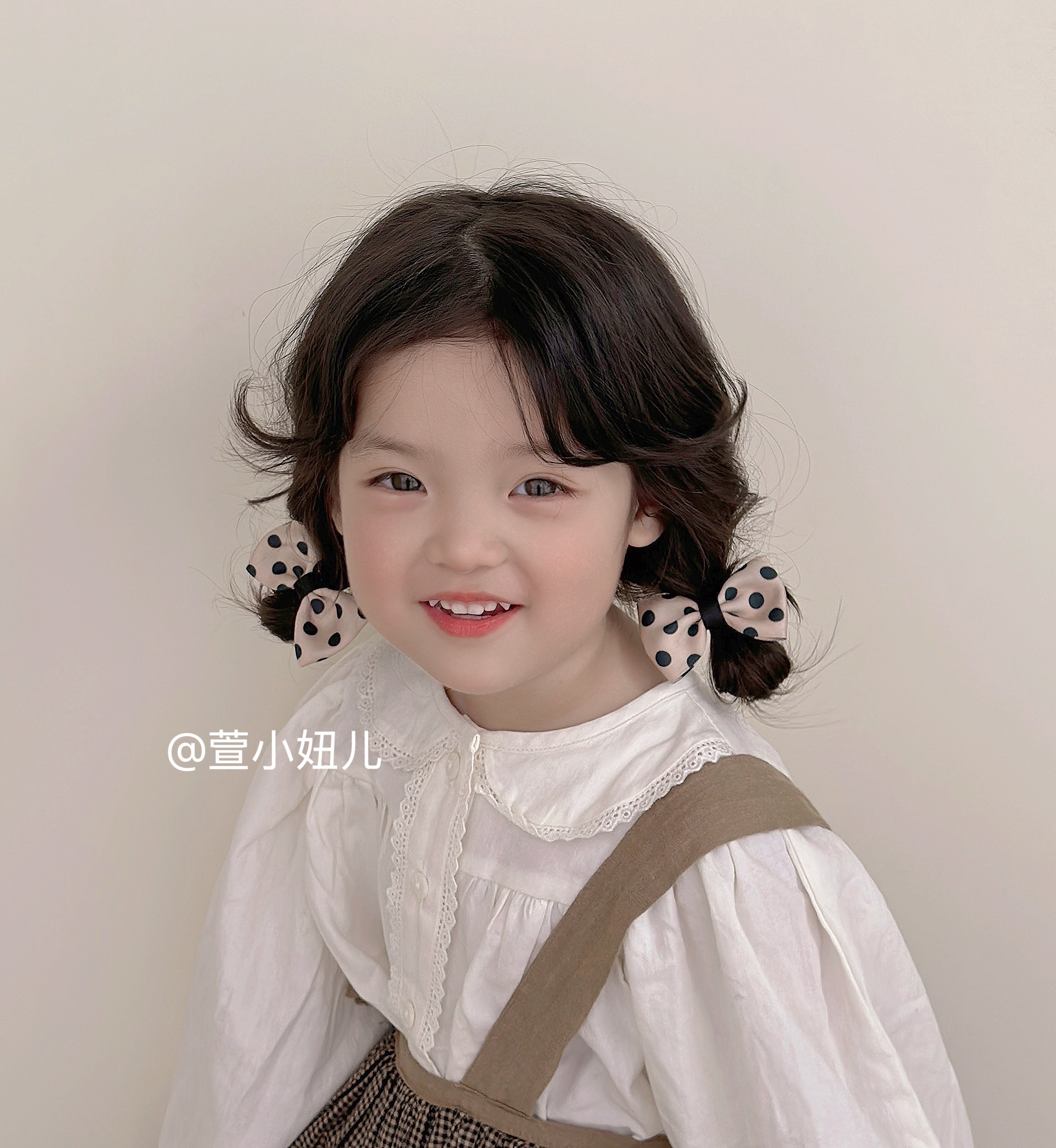 手作女童发圈韩版卡其波点蝴蝶结发饰女宝宝头饰扎皮筋立体发卡
