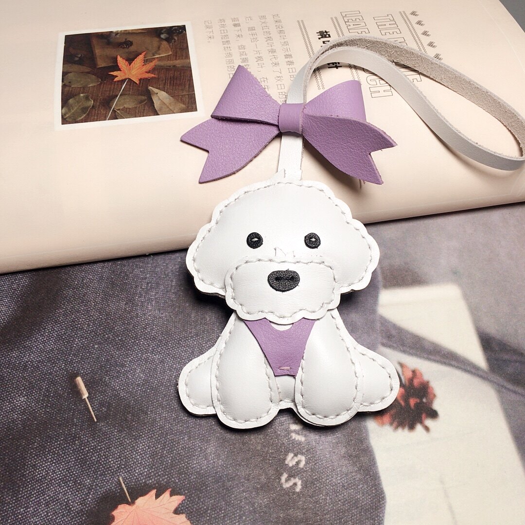 比熊泰迪手工缝制车钥匙挂件包包挂饰狗狗可爱定制闺蜜生日礼物女