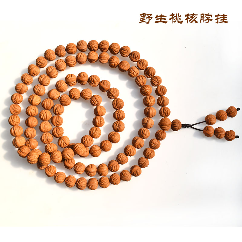 精品天然小籽野生龙纹桃核长串纯手工项链手持念珠挂脖佛珠