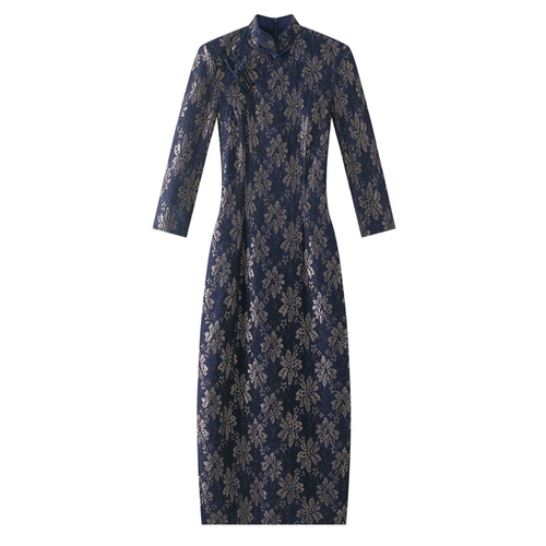 气质高端蕾丝旗袍2023年新秋冬改良七分袖年轻款复古风日常连衣裙