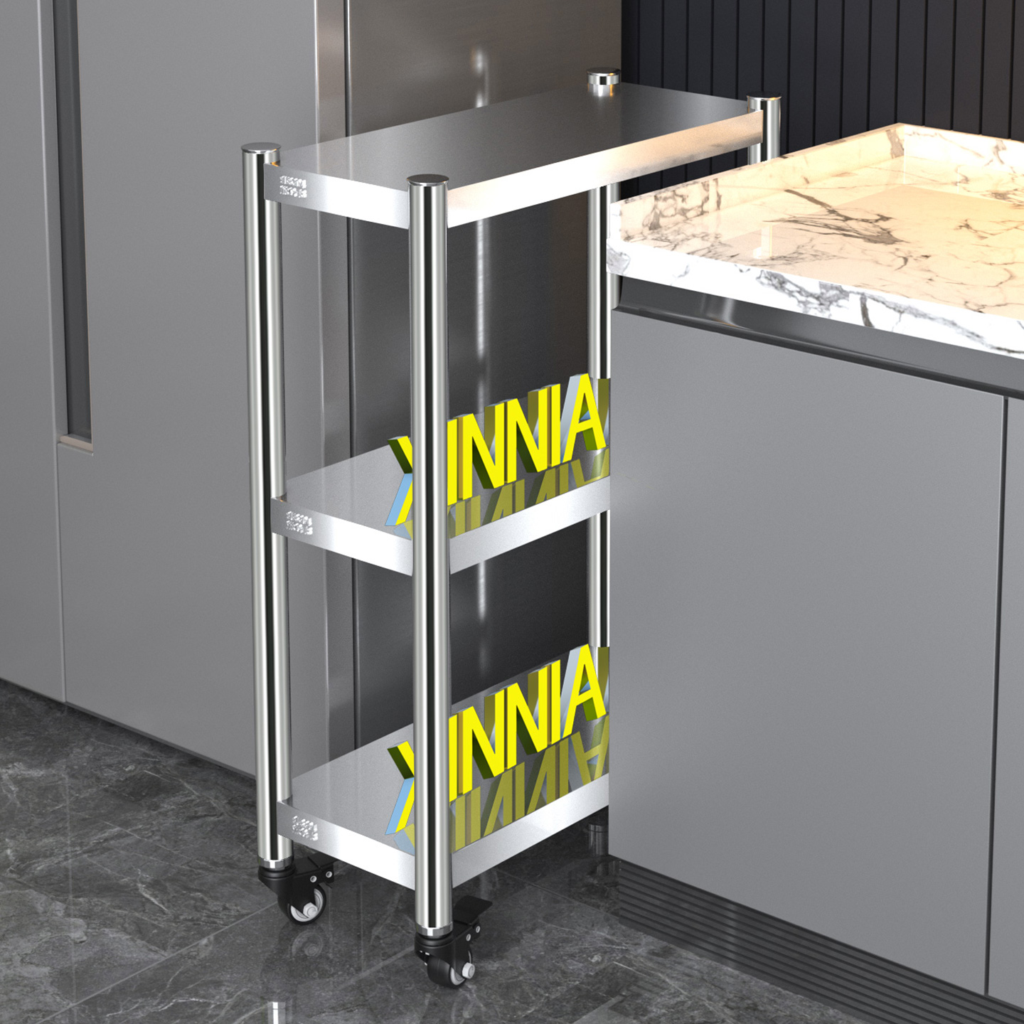 304不锈钢厨房落地夹缝置物架