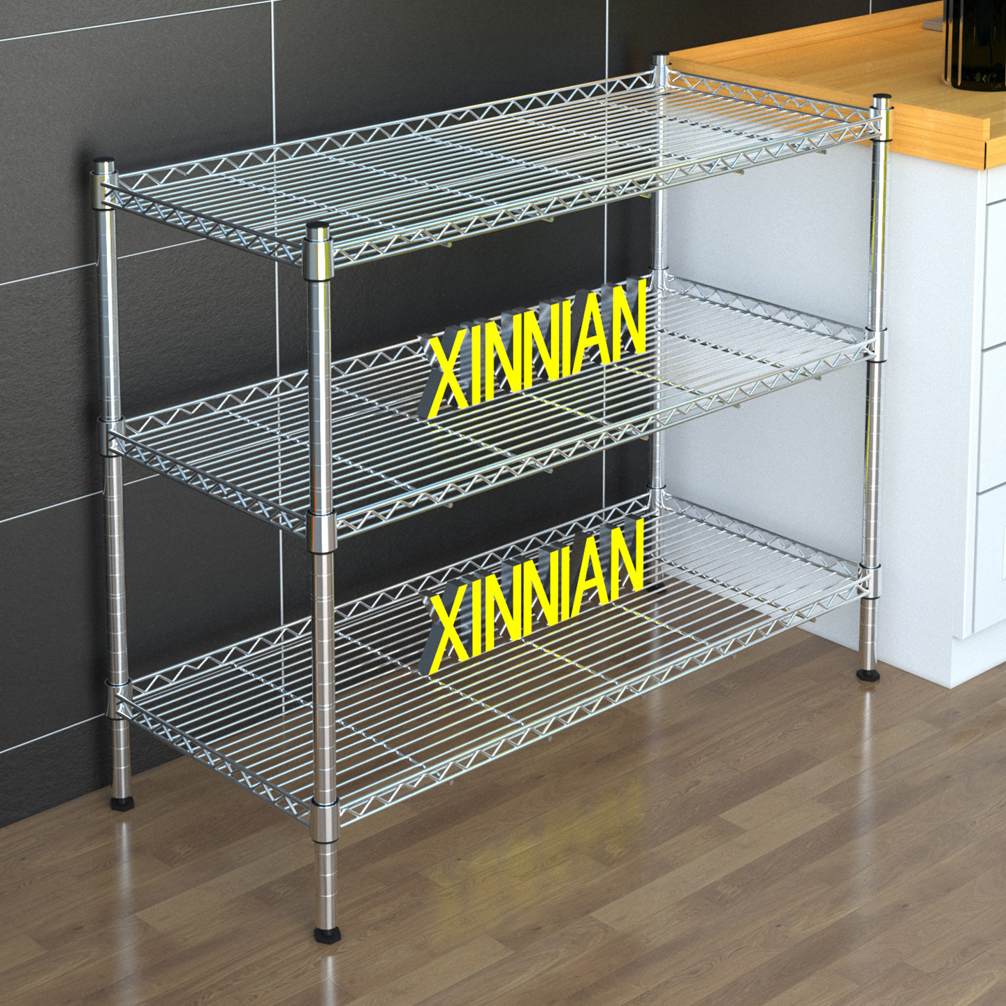 德国厨房不锈钢色两层置物架