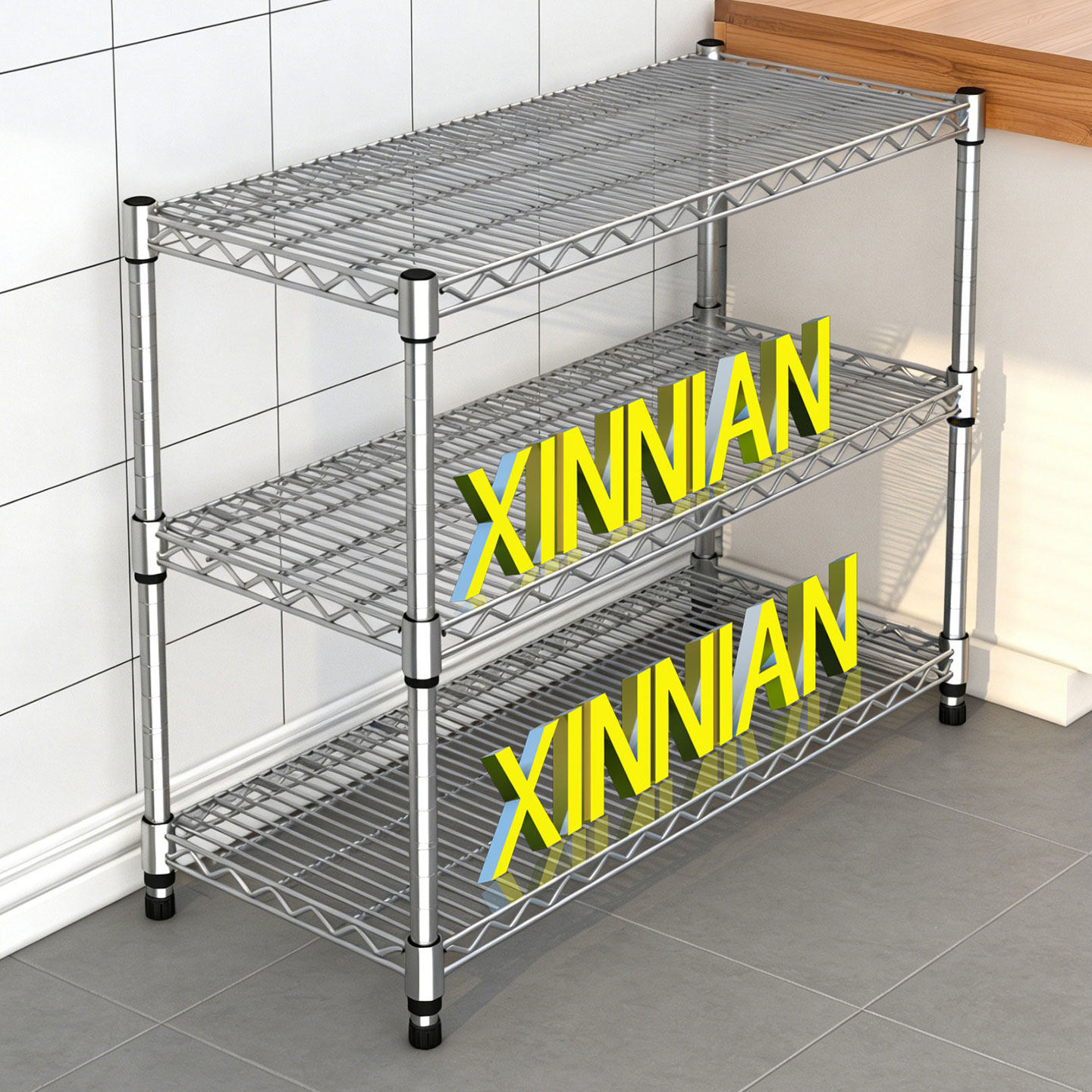 德国厨房不锈钢色两层置物架