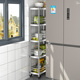 沛卫厨房不锈钢极窄冰箱侧边夹缝架家用落地多层微波炉锅具置物架